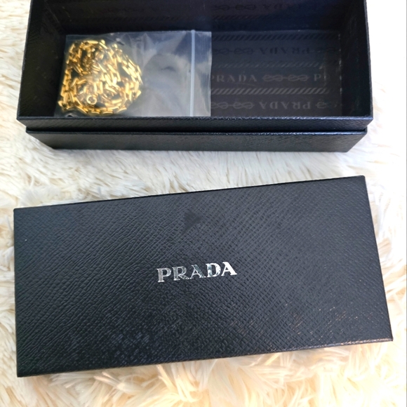Reworked Gold/Black Prada Logo Necklace 11 1/2" - Picture 9 of 10
